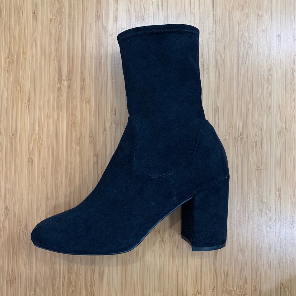 Black Suede Sock Heeled Booties size 9 Halogen Nordstrom